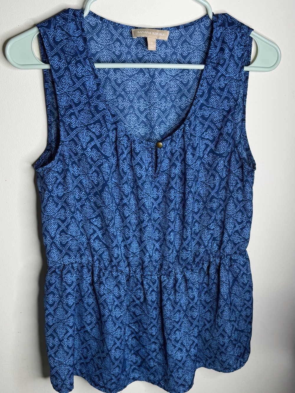 Banana Republic Navy Blue Printed Peplum Tank